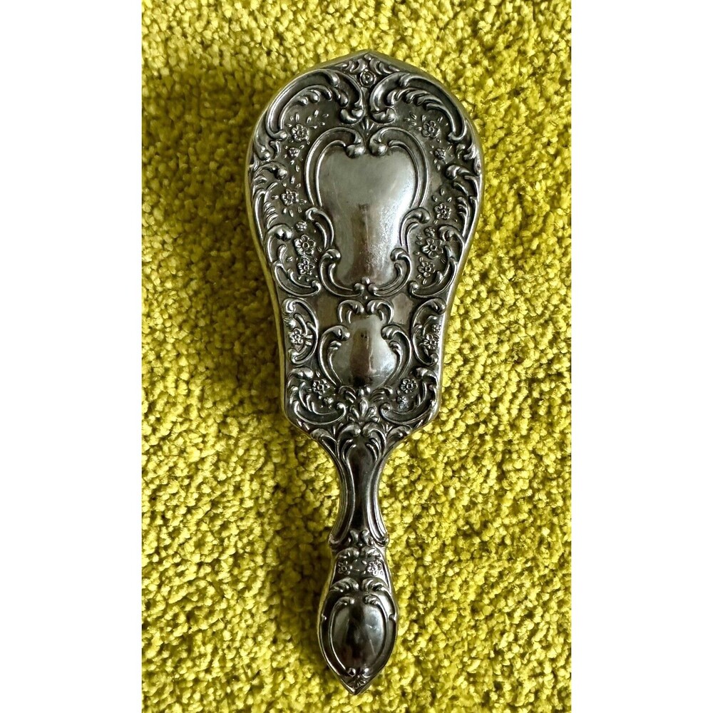 VTG Antique Silver Plated 1970th Ivory Vaniry Metal Brush